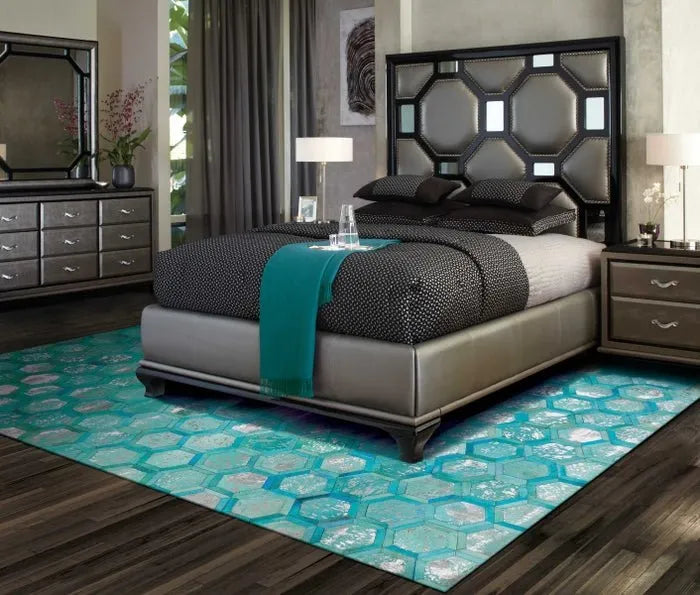 Michael Amini MA01 City Chic MA100 Turquoise Rug - Baconco