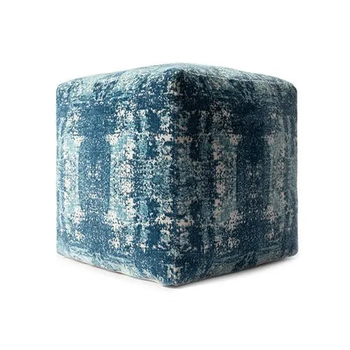 Milano 34103BLO Blue/Ivory Pouf - Baconco