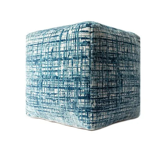 Milano 34104BLO Blue/Ivory Pouf - Baconco