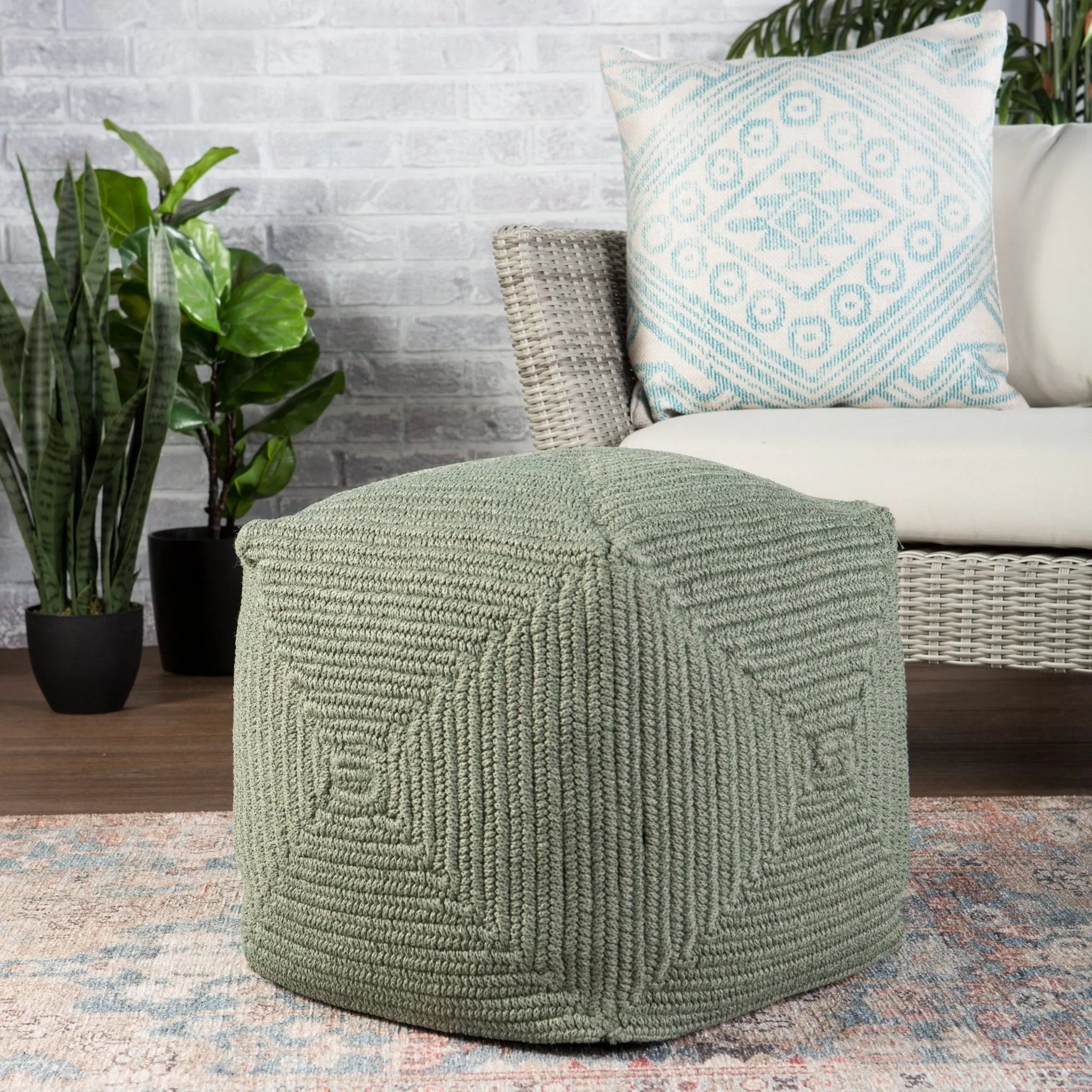 Montauk Mot05 Bridgehampton Green Pouf - Baconco