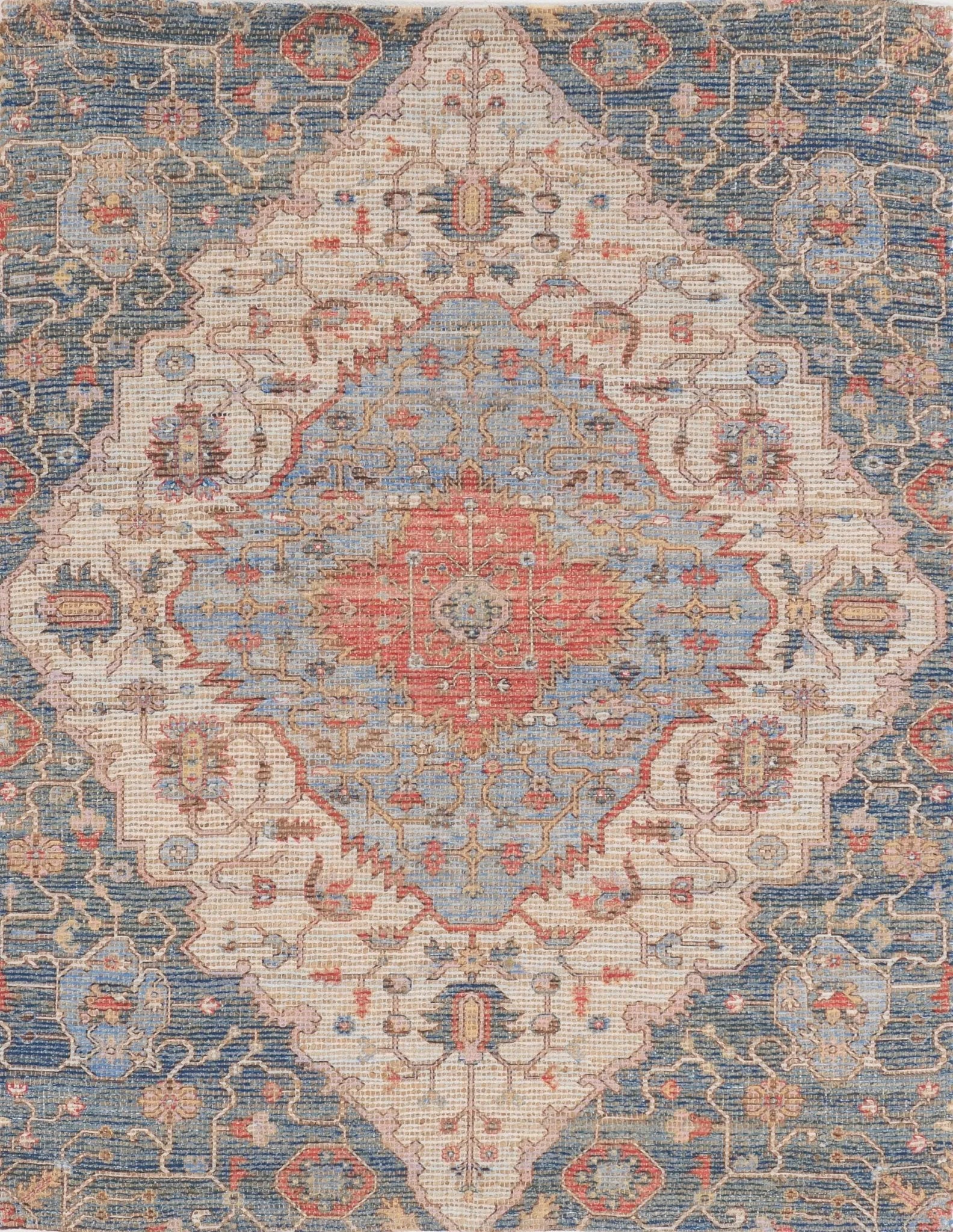 Morris 2223 Gramercy Blue/Red Rug - Baconco