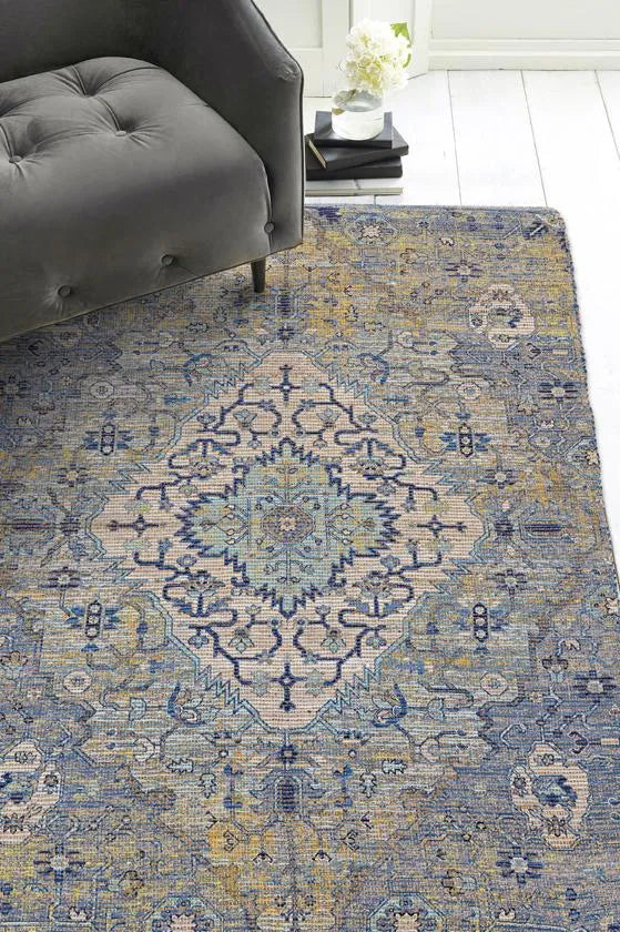 Morris 2232 Gramercy Blue/Yellow Rugs - Baconco