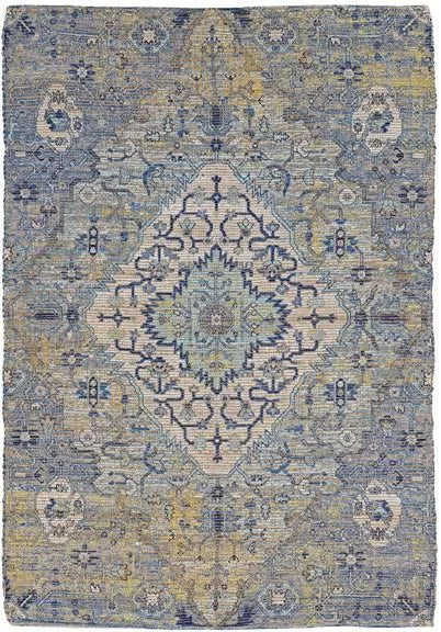 Morris 2232 Gramercy Blue/Yellow Rugs - Baconco