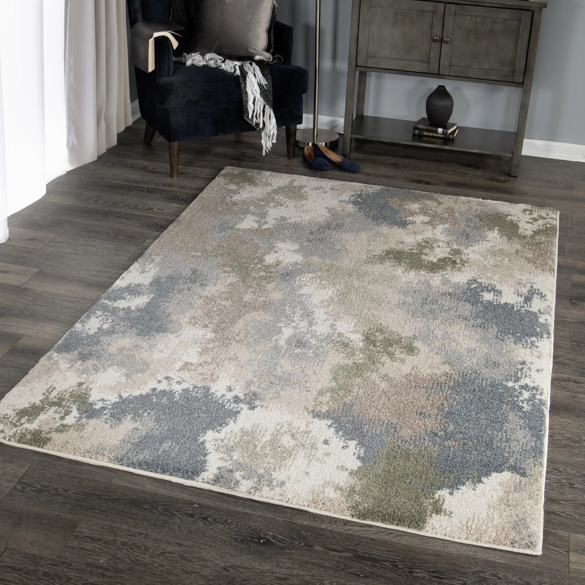 Mystical 7014 Dreamy Muted Blue Rug - Baconco