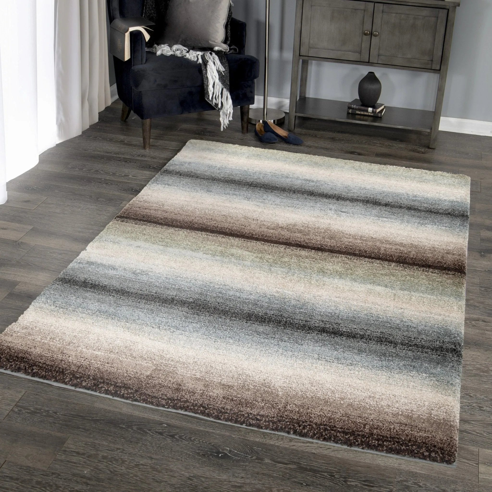 Mystical 7018 Skyline Muted Blue Rug - Baconco