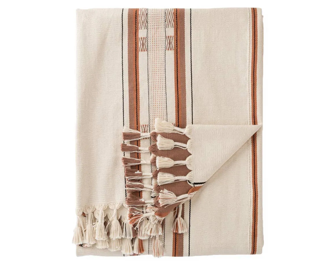 Nagaland Throw NGD02 Cream/Tan Throw Blanket - Baconco