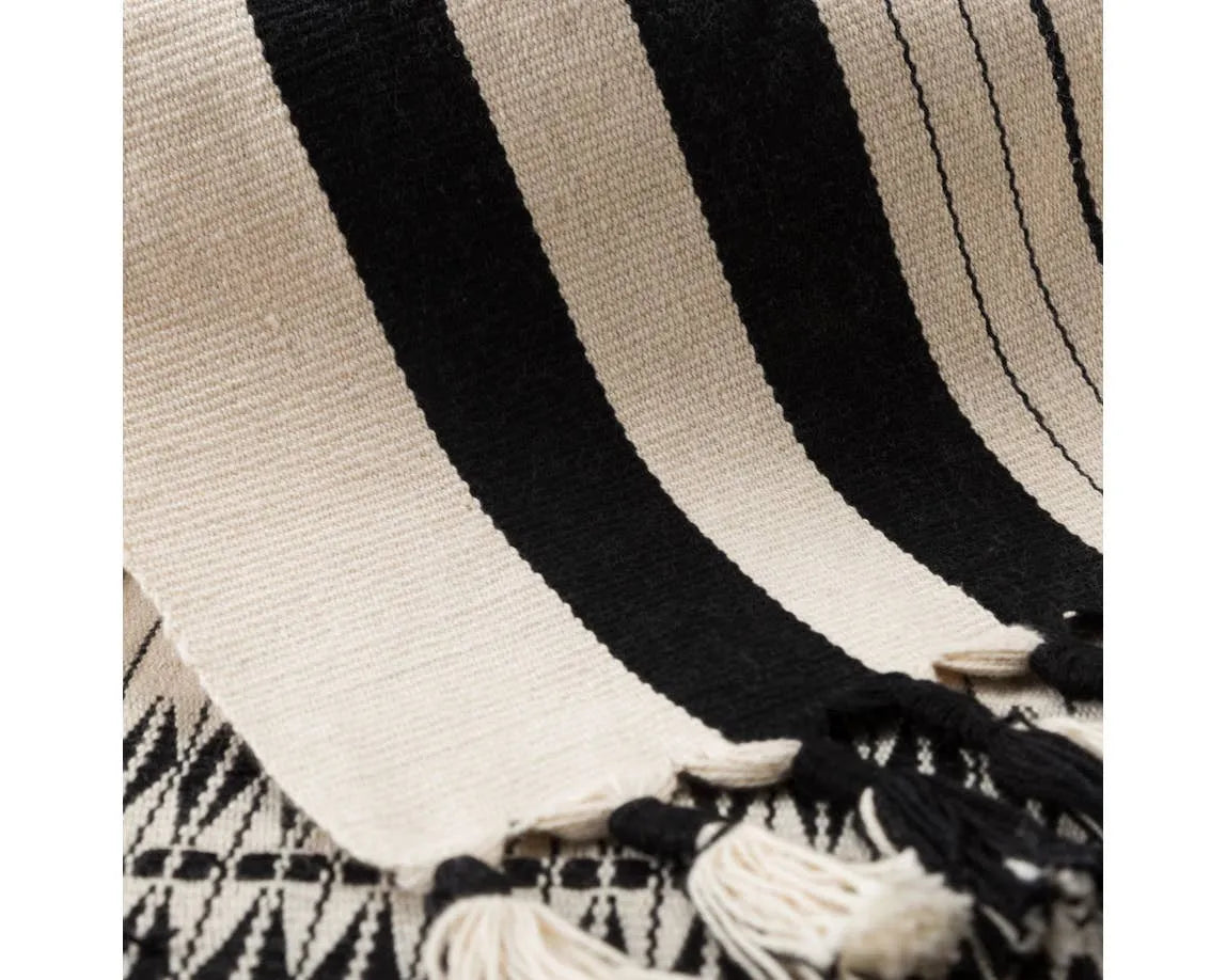 Nagaland Throw NGD04 Cream/Black Throw Blanket - Baconco