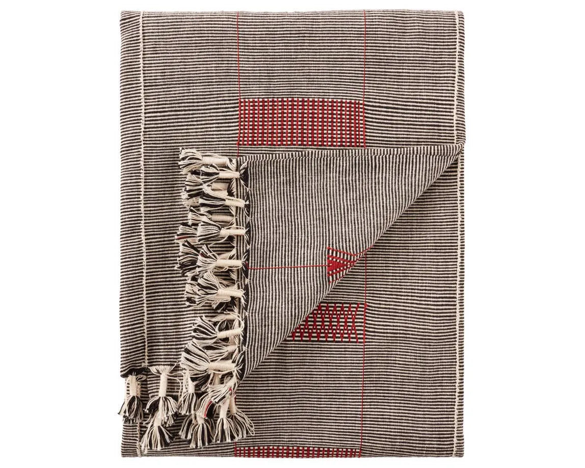 Nagaland Throw NGD07 Black/Red Throw Blanket - Baconco