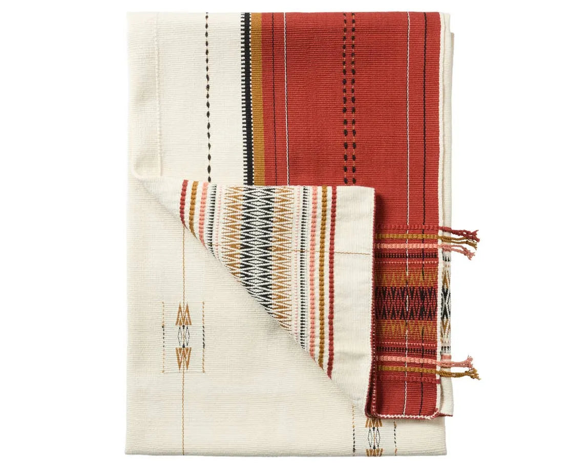 Nagaland Throw NGD09 Red/Cream Throw Blanket - Baconco