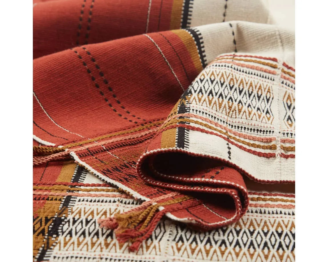 Nagaland Throw NGD09 Red/Cream Throw Blanket - Baconco