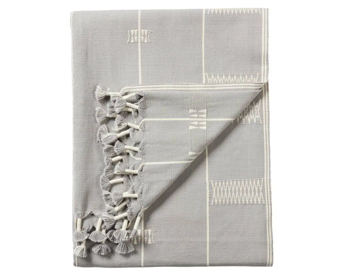 Nagaland Throw NGD10 Light Grey/Cream Throw Blanket - Baconco