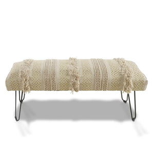 Natural and Gold Tufted Geometric LR99013 Indoor Bench - Baconco