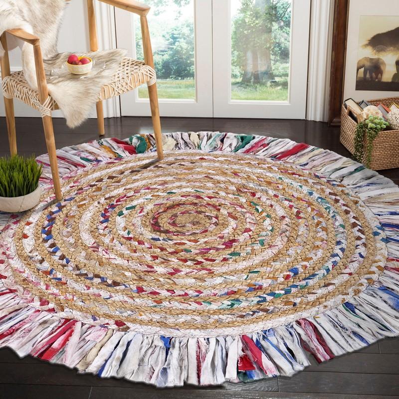 Natural Jute Lr03383 White/Multi/Natural Rug - Baconco