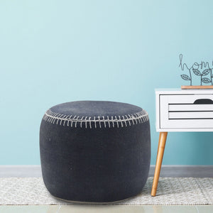 Natural Lr34034 Navy/White Pouf - Baconco