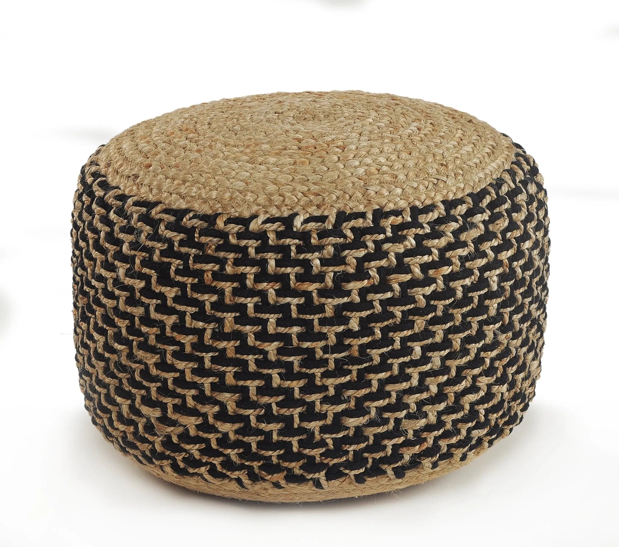 Natural Lr99761 Natural/Black Pouf - Baconco