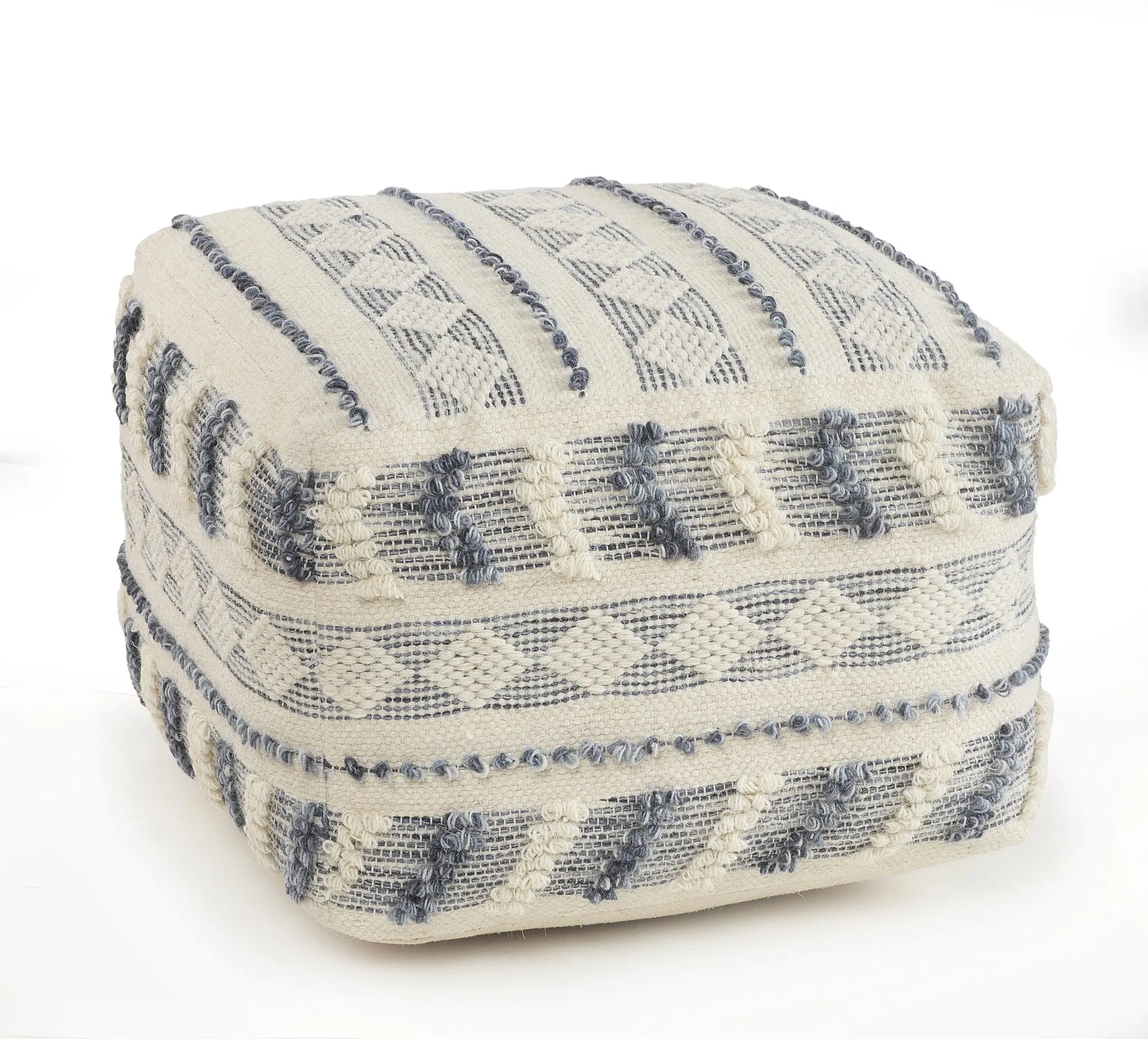 Natural Lr99764 Navy/Blue Pouf - Baconco