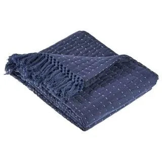 Navy and Off-White LR05291 Throw Blanket - Baconco