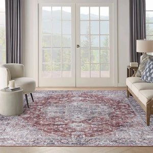 Nicole Curtis Machine Washable Series 1 SR101 Ivory/Brick Rug - Baconco