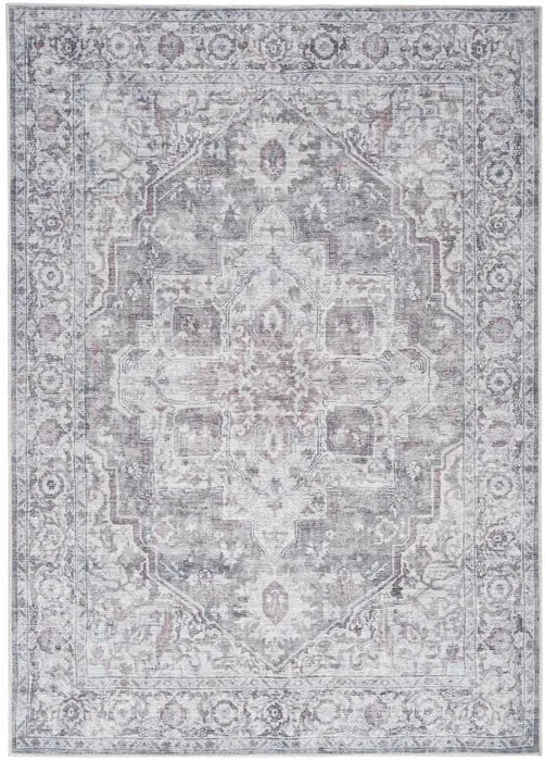 Nicole Curtis Machine Washable Series 1 SR101 Ivory/Grey Rug - Baconco