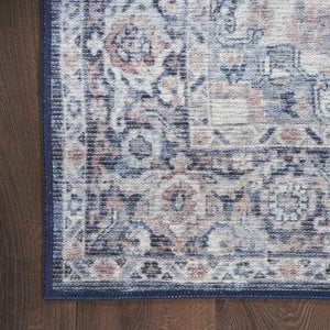 Nicole Curtis Machine Washable Series 1 SR101 Ivory/Navy Rug - Baconco