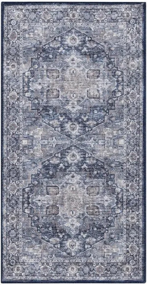 Nicole Curtis Machine Washable Series 1 SR101 Ivory/Navy Rug - Baconco