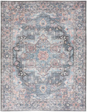 Nicole Curtis Machine Washable Series 1 SR101 Light Blue/Multi Rug - Baconco