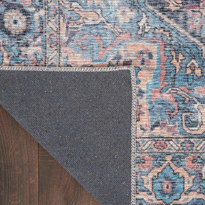 Nicole Curtis Machine Washable Series 1 SR101 Light Blue/Multi Rug - Baconco