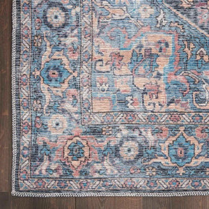 Nicole Curtis Machine Washable Series 1 SR101 Light Blue/Multi Rug - Baconco