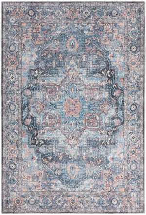 Nicole Curtis Machine Washable Series 1 SR101 Light Blue/Multi Rug - Baconco