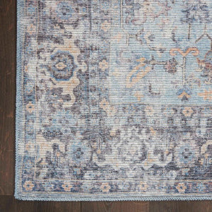 Nicole Curtis Machine Washable Series 1 SR104 Light Grey/Blue Rug - Baconco