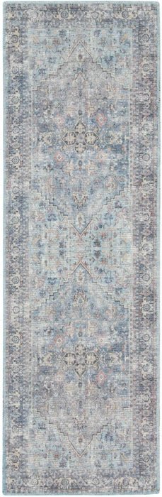 Nicole Curtis Machine Washable Series 1 SR104 Light Grey/Blue Rug - Baconco