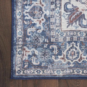 Nicole Curtis Machine Washable Series 1 SR104 Navy/Ivory Rug - Baconco