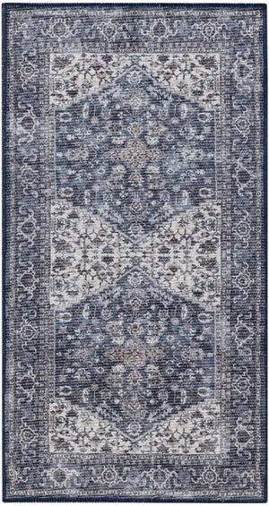 Nicole Curtis Machine Washable Series 1 SR104 Navy/Ivory Rug - Baconco