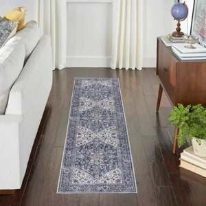 Nicole Curtis Machine Washable Series 1 SR104 Navy/Ivory Rug - Baconco