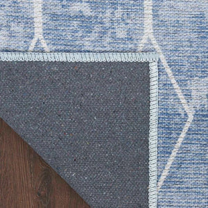 Nicole Curtis Machine Washable Series 1 SR107 Blue Rug - Baconco