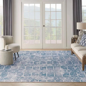 Nicole Curtis Machine Washable Series 1 SR107 Blue/Grey Rug - Baconco