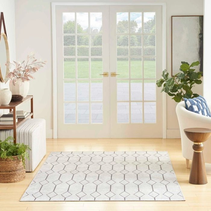 Nicole Curtis Machine Washable Series 1 SR107 Ivory/Grey Rug - Baconco