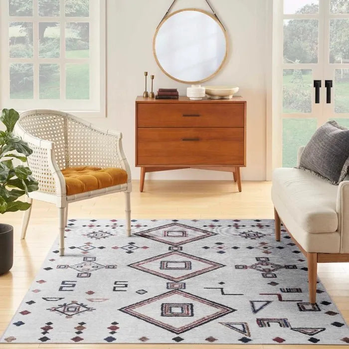 Nicole Curtis Machine Washable Series 1 SR108 Ivory/Multi Rug - Baconco