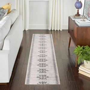 Nicole Curtis Machine Washable Series 1 SR109 Ivory/Charcoal Rug - Baconco