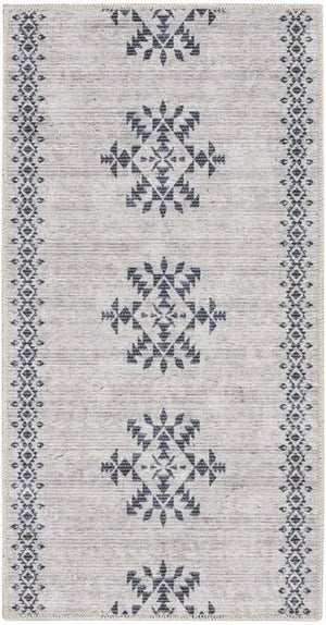 Nicole Curtis Machine Washable Series 1 SR109 Ivory/Charcoal Rug - Baconco