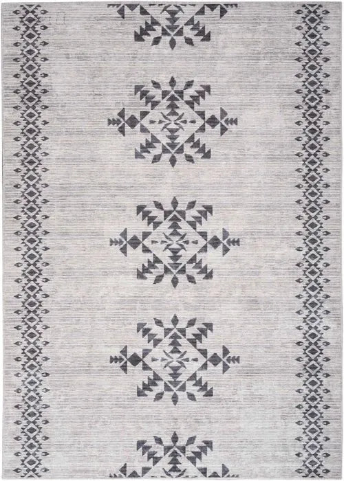 Nicole Curtis Machine Washable Series 1 SR109 Ivory/Charcoal Rug - Baconco