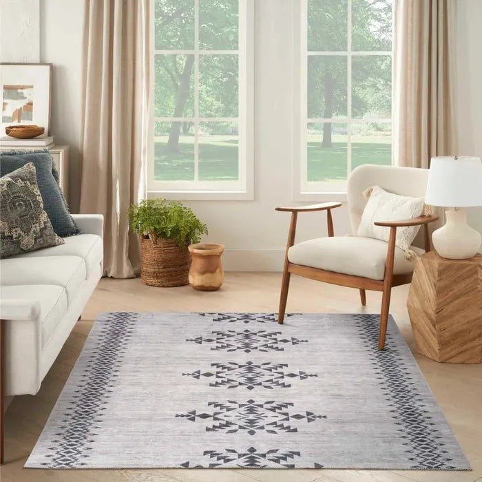 Nicole Curtis Machine Washable Series 1 SR109 Ivory/Charcoal Rug - Baconco