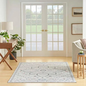 Nicole Curtis Machine Washable Series 1 SR110 Ivory/Blue Rug - Baconco