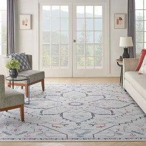 Nicole Curtis Machine Washable Series 1 SR110 Ivory/Blue Rug - Baconco