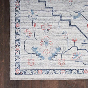 Nicole Curtis Machine Washable Series 1 SR110 Ivory/Blue Rug - Baconco