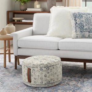 Nicole Curtis Pillow VJ019 Ivory/Grey Pouf - Baconco