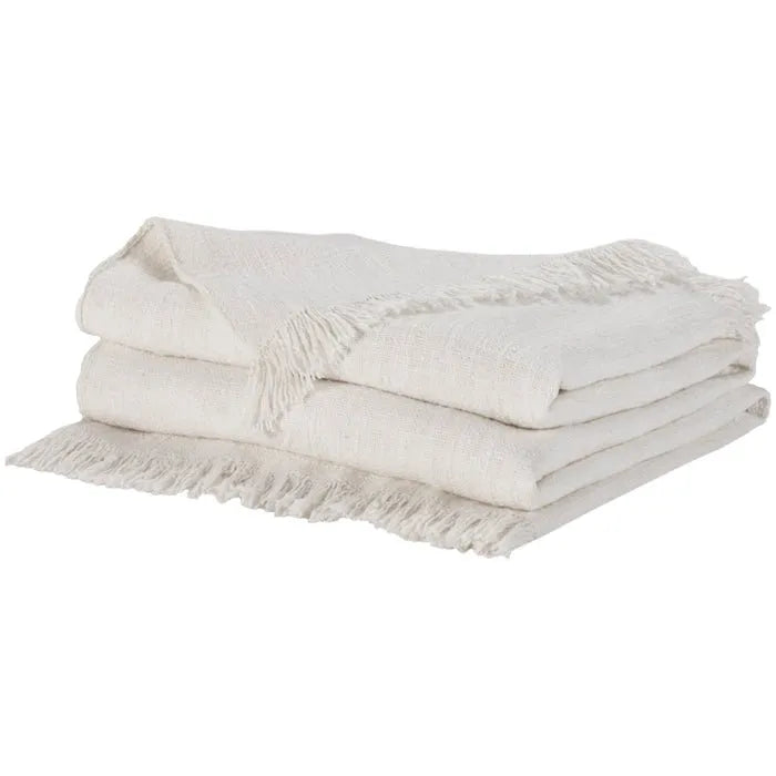 Nicole Curtis Pillow ZH127 Ivory Throw Blanket - Baconco