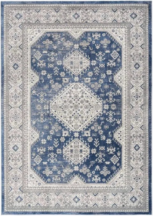 Nicole Curtis Series 4 SR403 Grey/Navy Rug - Baconco