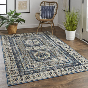 Nolan 39Byf Blue/Beige Rug - Baconco