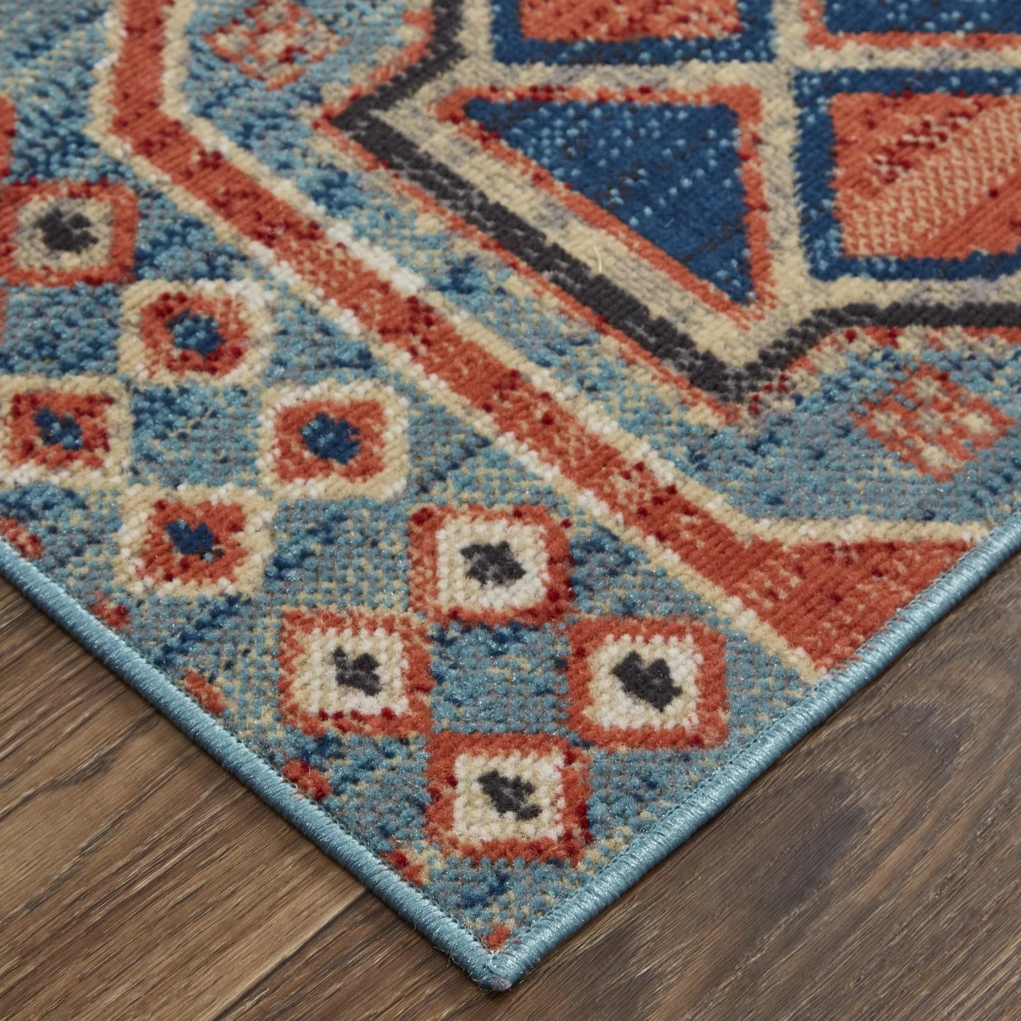 Nolan 39C9F Blue/Orange Rug - Baconco